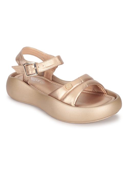 women gold back strap platform wedge - 21451189 - Standard Image - 0