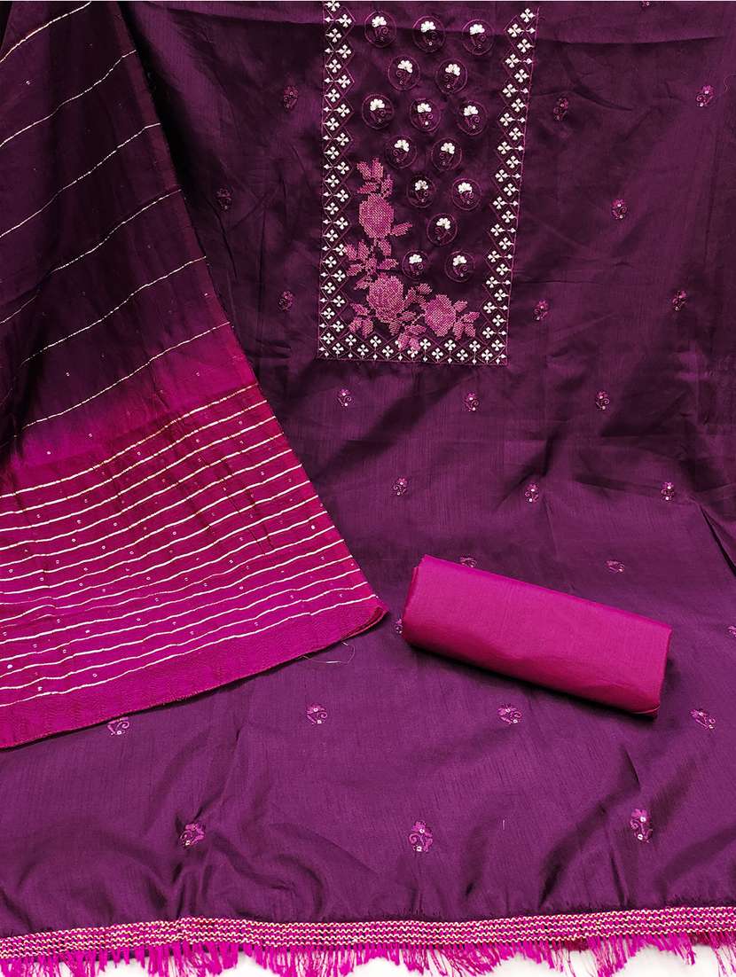 embroidered unstitched suit set - 21451212 -  Standard Image - 2