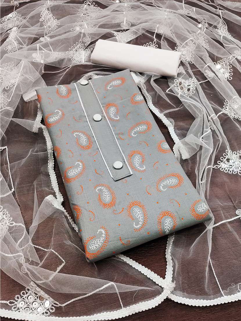 paisley printed unstitched suit set