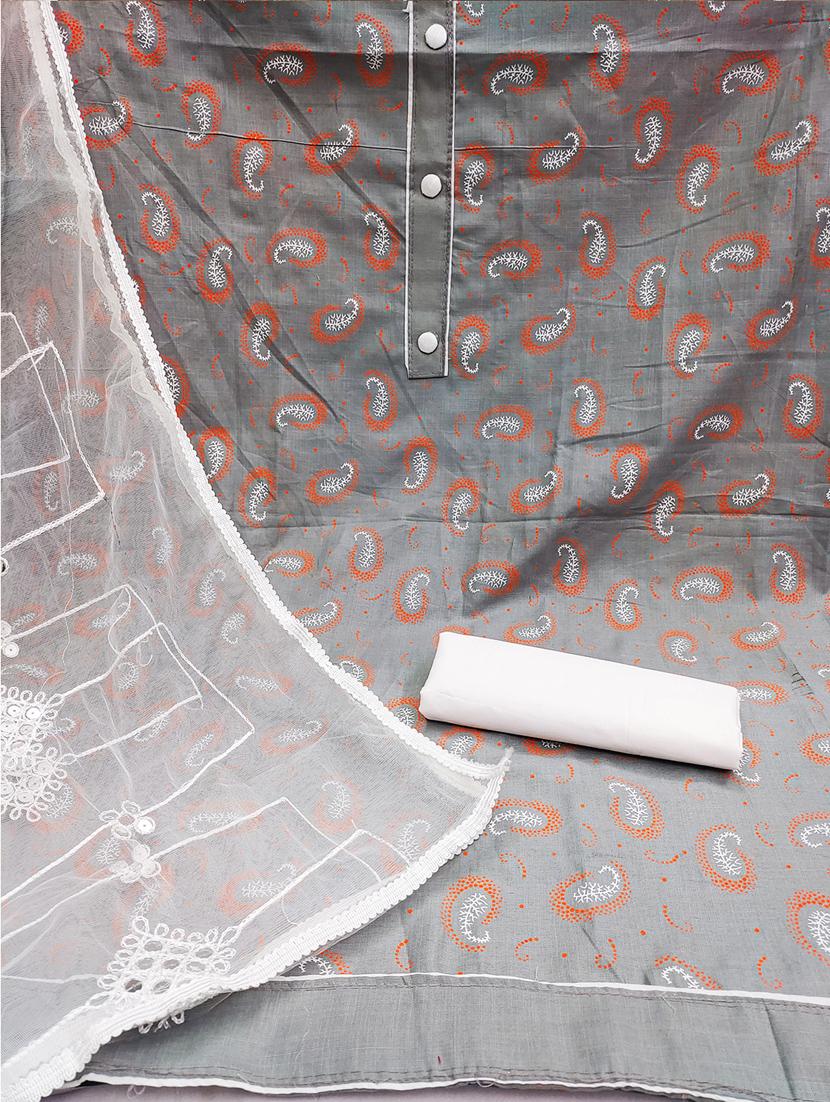 paisley printed unstitched suit set - 21451222 - Standard Image - 2