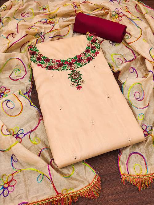 embroidered unstitched suit set - 21451233 - Standard Image - 0