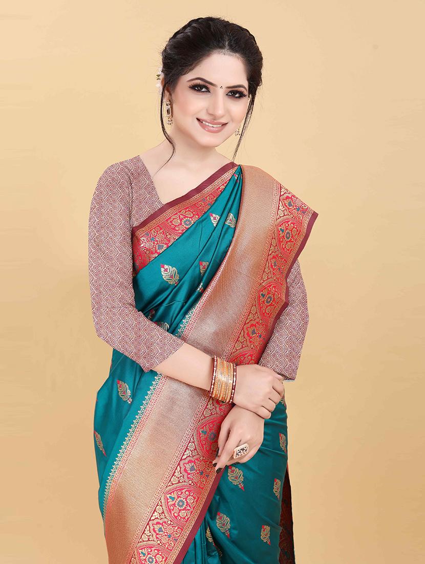 self design contrast border kanjivaram saree - 21451443 - Standard Image - 2