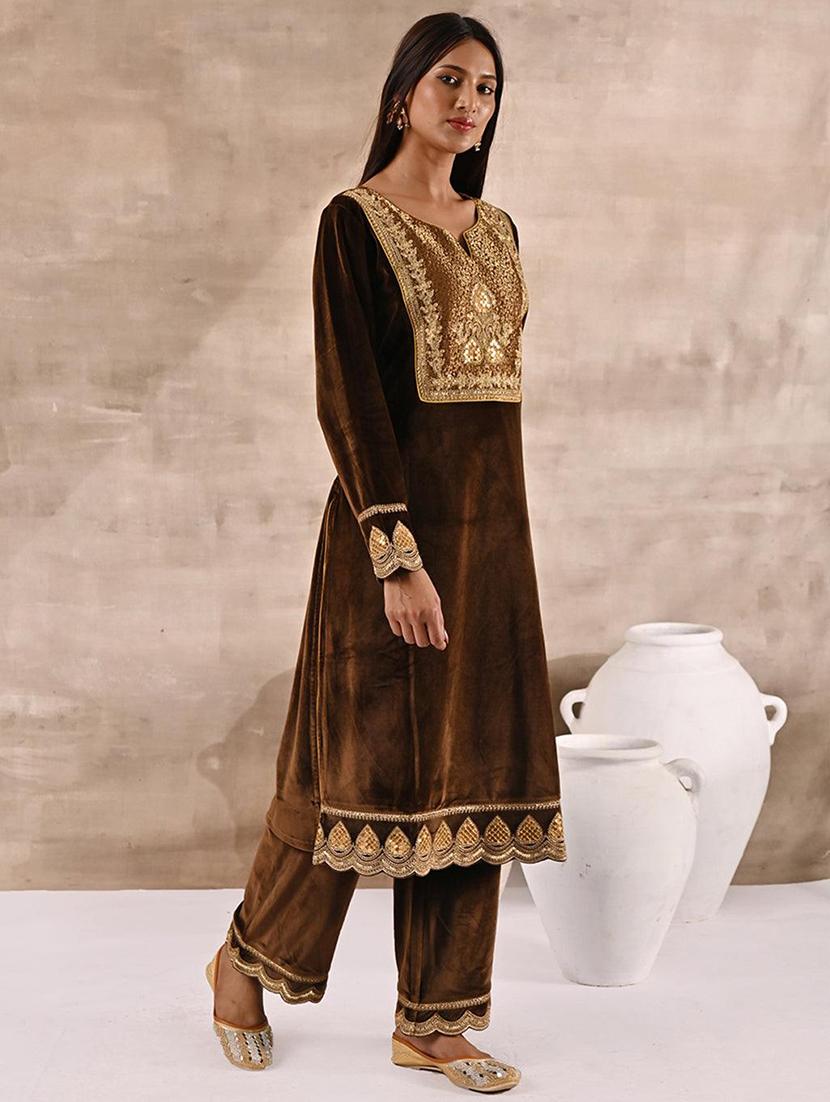 women embroidered kurta palazzo set - 21451721 - Standard Image - 2