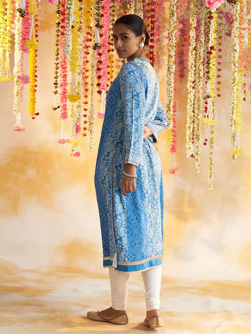 women long sleeve paisley printed a-line kurta - 21452161 - Standard Image - 2