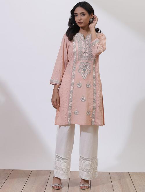 women three quarter sleeve straight kurta - 21452188 - Standard Image - 0