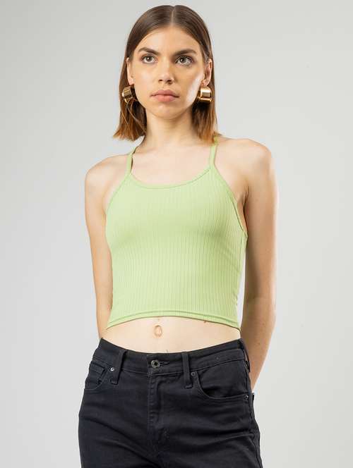 women solid shoulder strap tank top - 21452561 -  Standard Image - 0