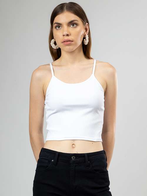 women solid shoulder strap tank top - 21452562 - Standard Image - 0