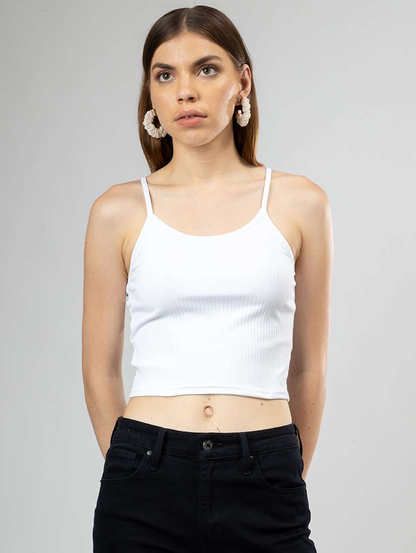 women solid shoulder strap tank top - 21452562 - Zoom Image - 0