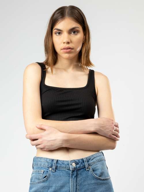 women solid poly cotton tank top - 21452677 - Standard Image - 0