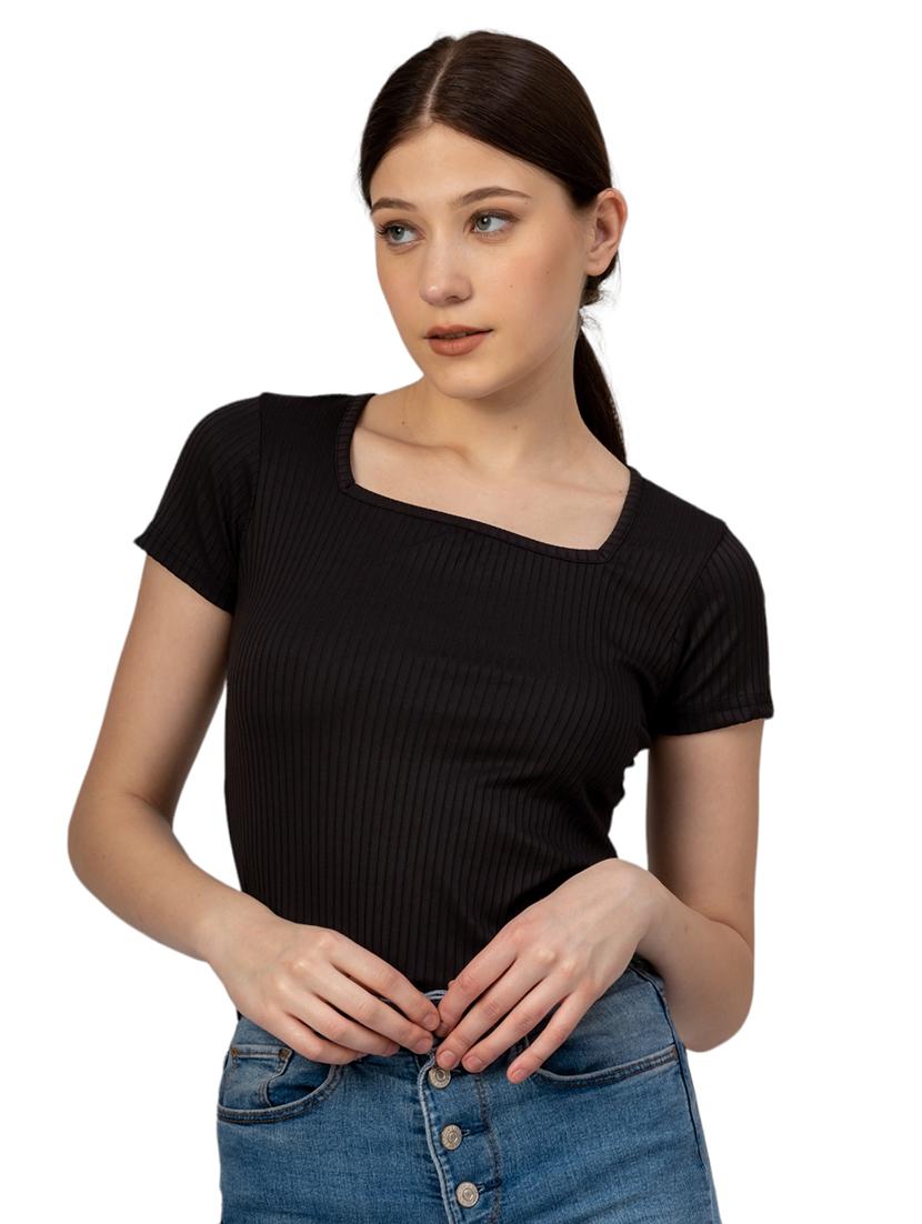 women solid shorts sleeves top - 21452689 -  Zoom Image - 0
