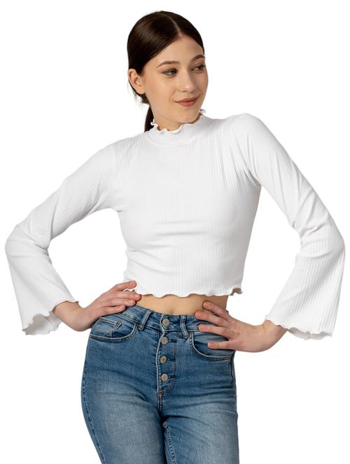 women solid high neck long sleeves top - 21452699 -  Standard Image - 0