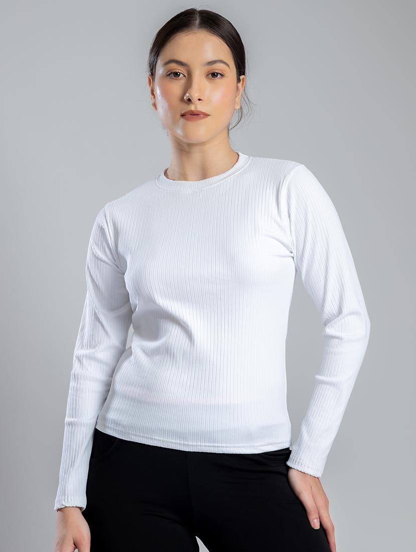 women solid round neck long sleeves top - 21452705 -  Zoom Image - 0