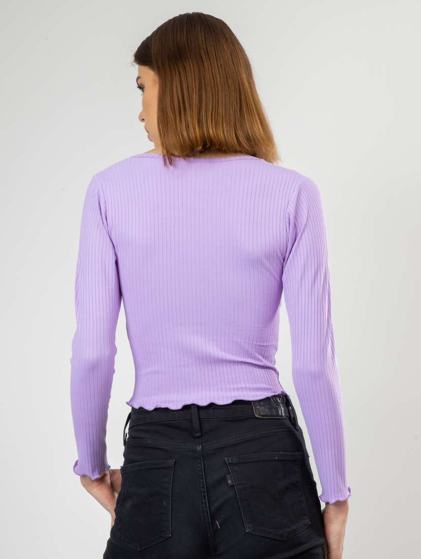 women solid long sleeves crop top - 21452721 -  Standard Image - 2