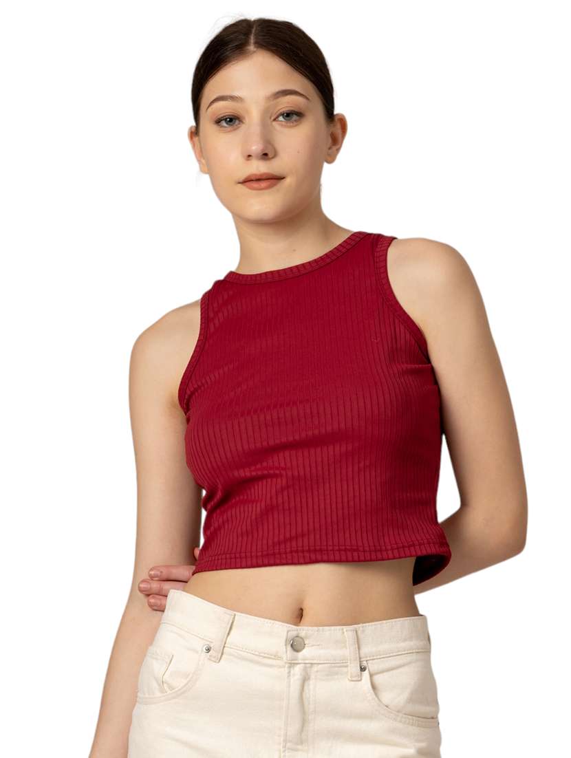 women solid sleeveless tank top