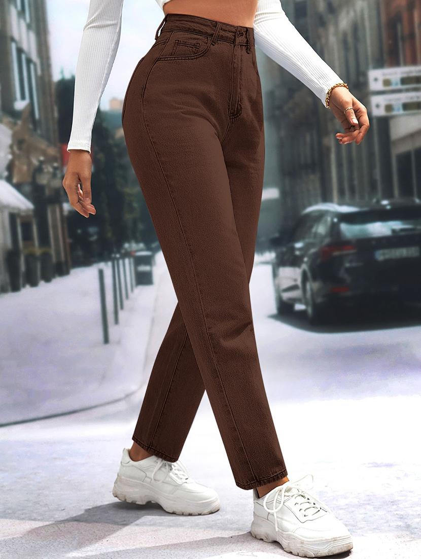 women brown denim jean - 21452787 - Standard Image - 2