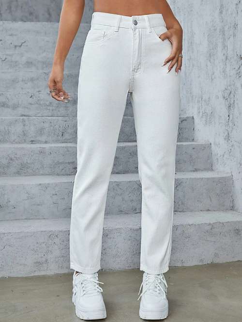 women white denim jean - 21452788 - Standard Image - 0