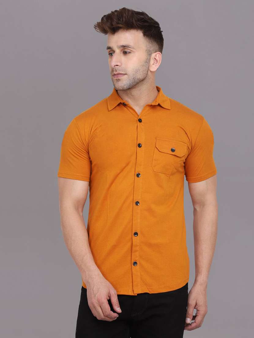 men solid short sleeved casual shirt