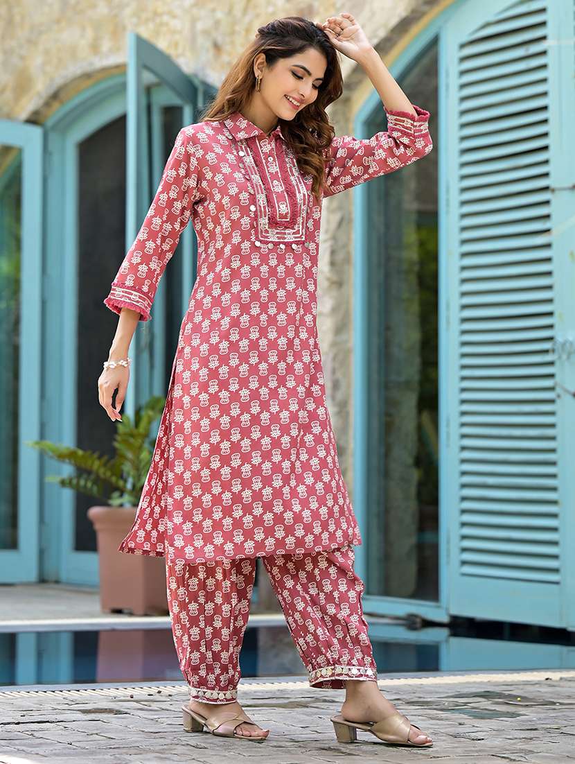 women three quarter sleeve kurta salwar set