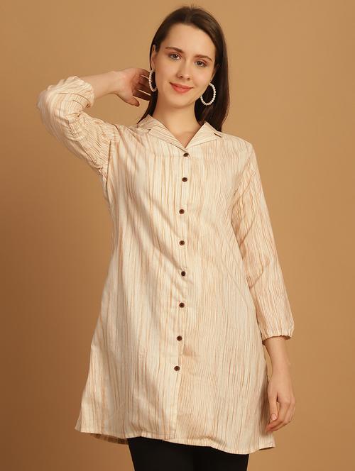 women cream cotton regular shirt - 21454627 -  Standard Image - 0