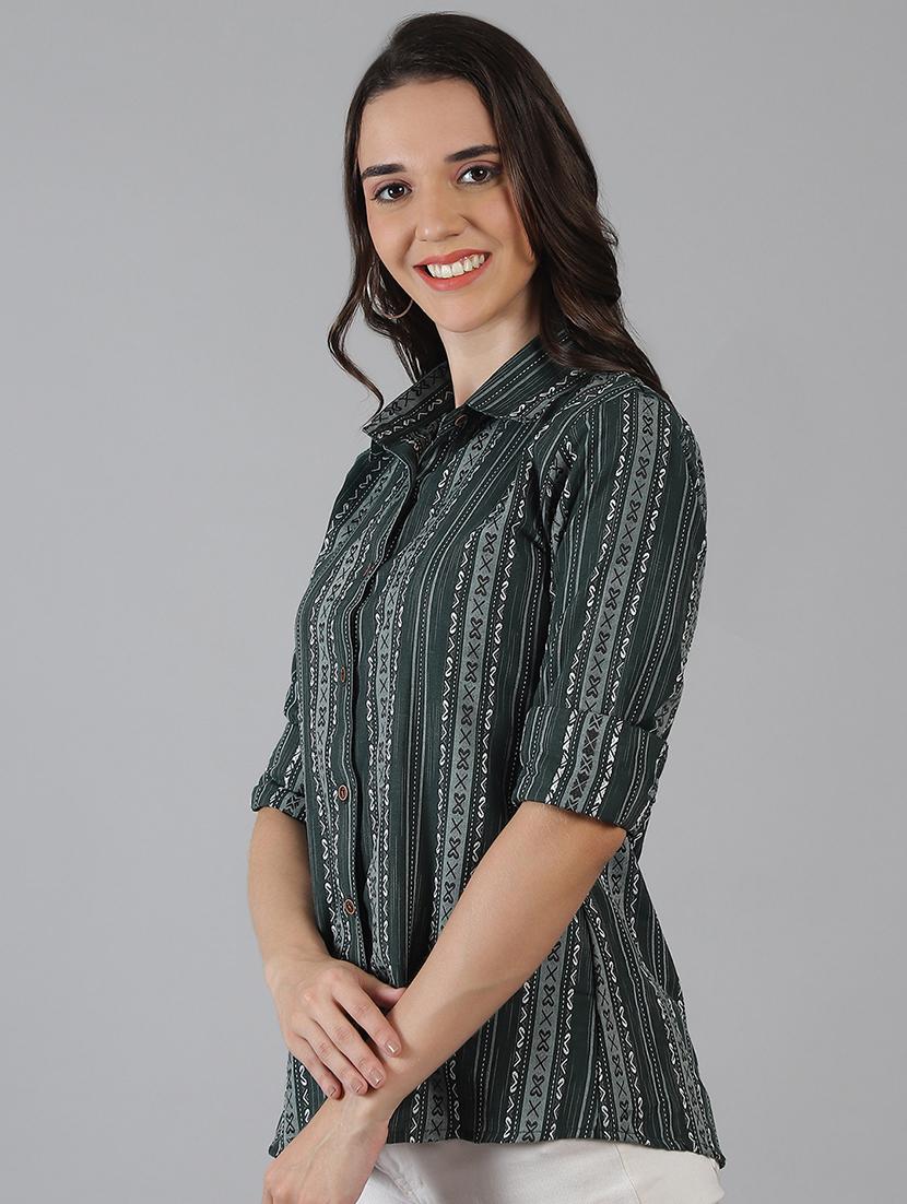 women green cotton regular shirt - 21454644 - Standard Image - 2