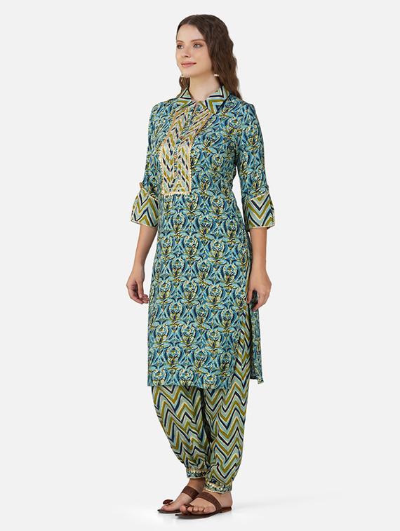 women multi color printed kurta salwar set - 21454696 - Standard Image - 2
