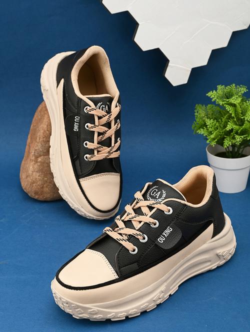 women black lace-up casual shoe - 21454836 - Standard Image - 0