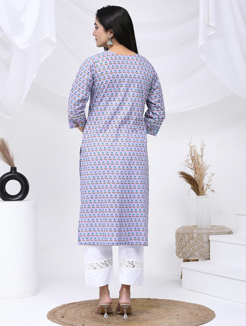 women three quarter sleeve straight kurta - 21454853 - Standard Image - 2