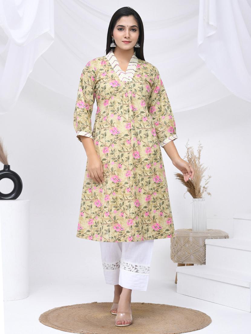 women three quarter sleeve a-line kurta - 21454857 - Zoom Image - 0