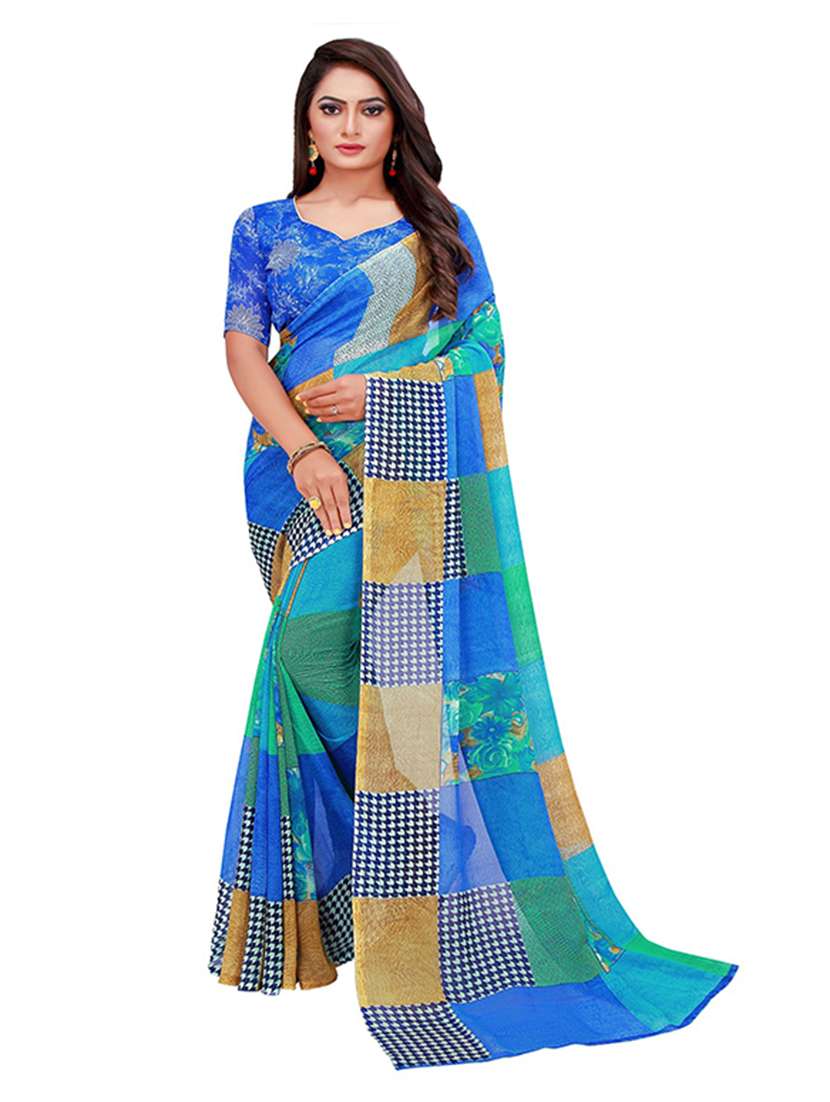 women pack of 2 casual wear combo sarees with blouse - 21455499 -  Standard Image - 2