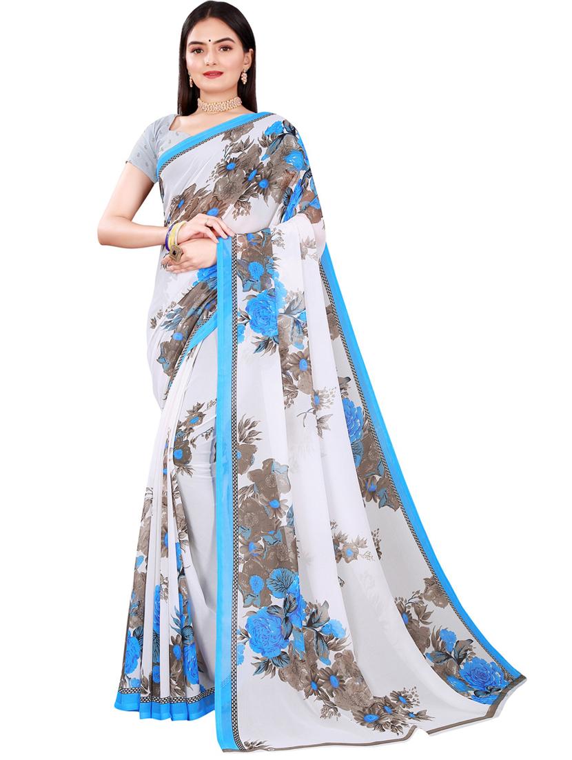 grey georgette combo saree with blouse - 21456138 - Standard Image - 2