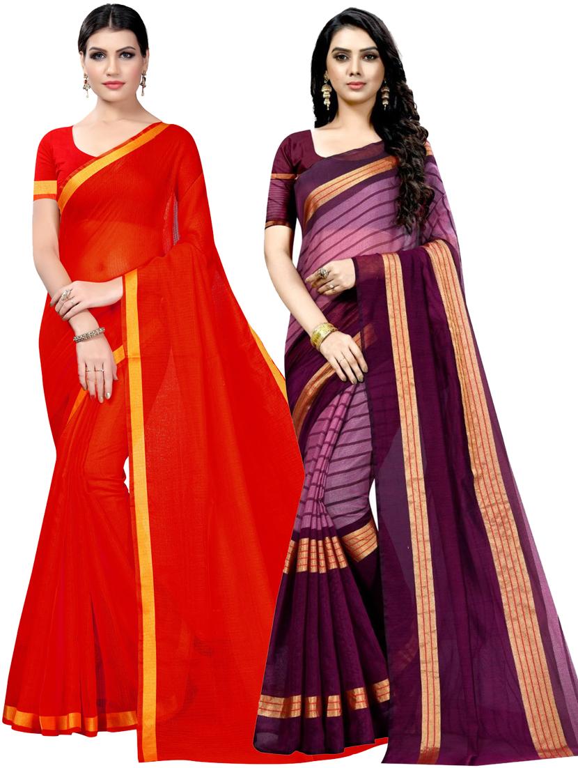 women pack of 2 casual wear combo sarees with blouse