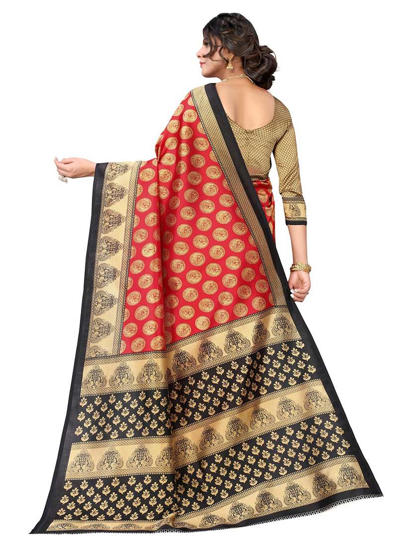 women red printed bordered saree with blouse - 21456423 -  Standard Image - 2