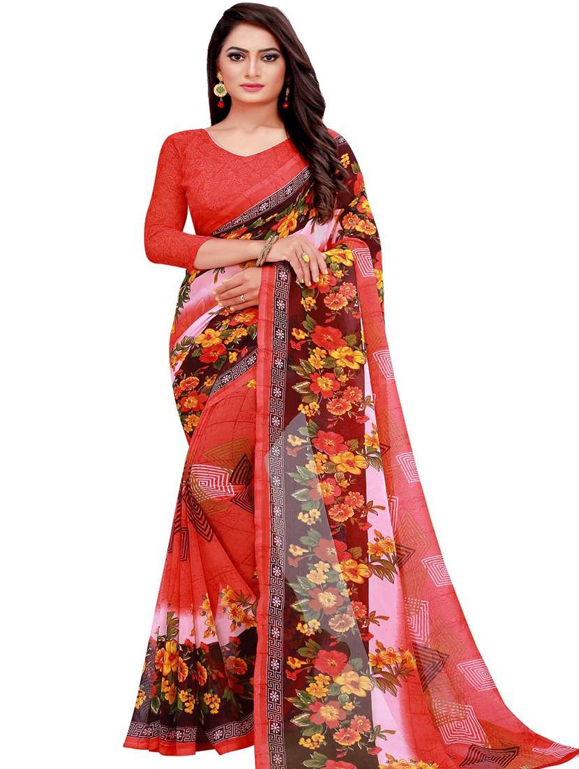 women pack of 2 casual wear combo sarees with blouse - 21456496 -  Standard Image - 2