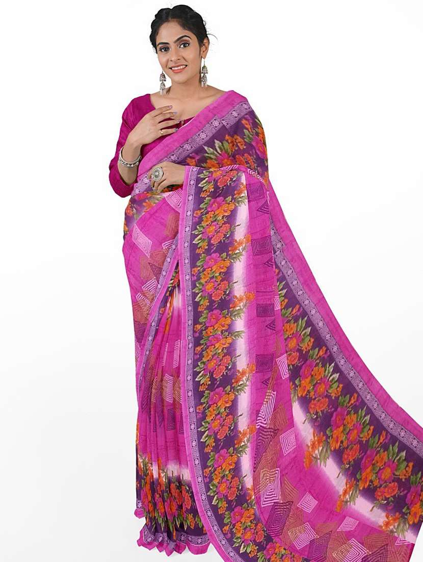 women printed casual wear saree with blouse