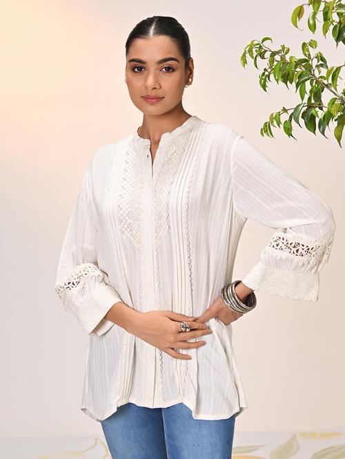 women three quarter sleeve self-designed regular shirt - 21456829 -  Standard Image - 0