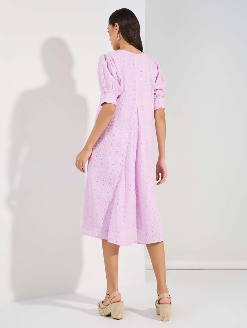 women lavender cotton a-line dress - 21457005 -  Standard Image - 2