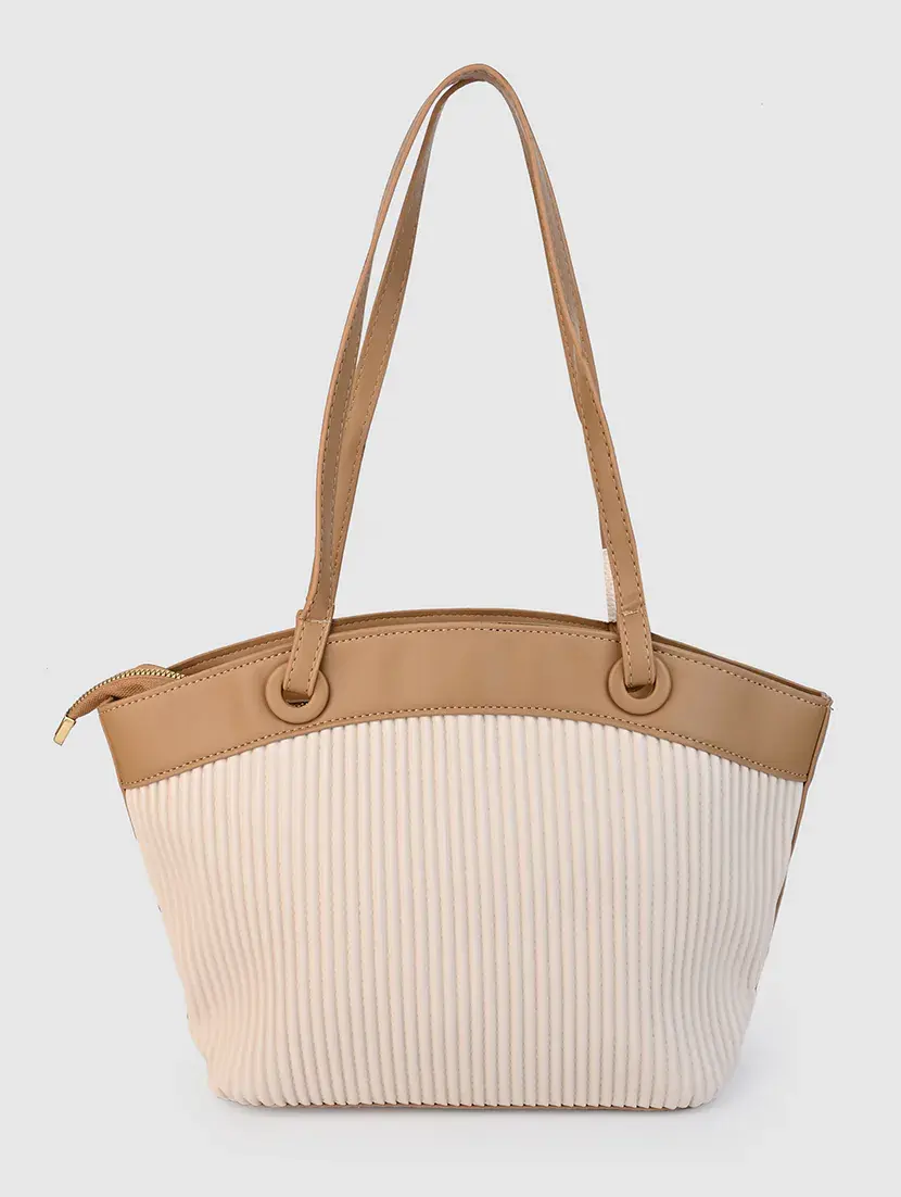 beige pu combo handbag - 21457071 - Standard Image - 2