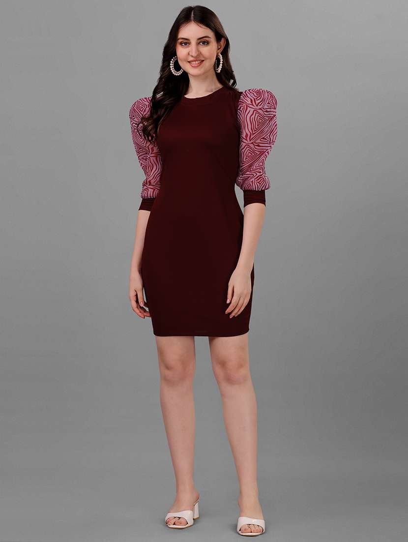women knee length solid bodycon dress - 21457102 - Standard Image - 2