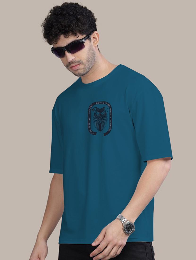 men teal cotton front & back print t-shirt - 21457157 - Standard Image - 2