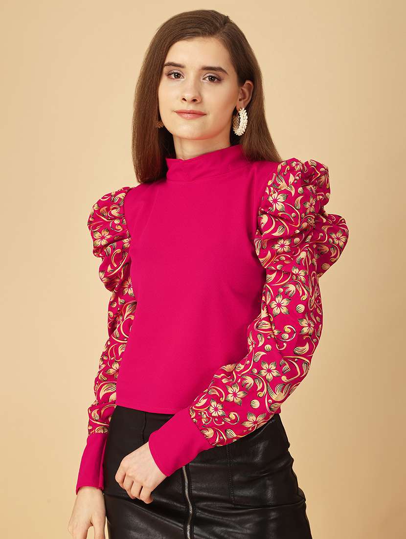 women printed puff sleeves top - 21457375 - Zoom Image - 0