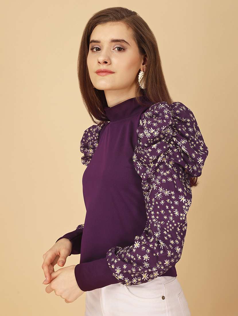 women printed puff sleeves top - 21457378 - Standard Image - 2