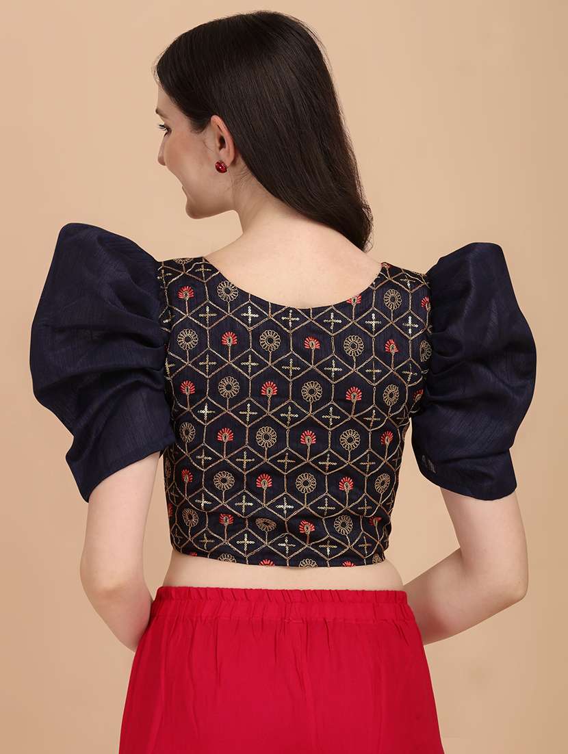 women embroidered puff sleeves crop top - 21457488 - Standard Image - 2