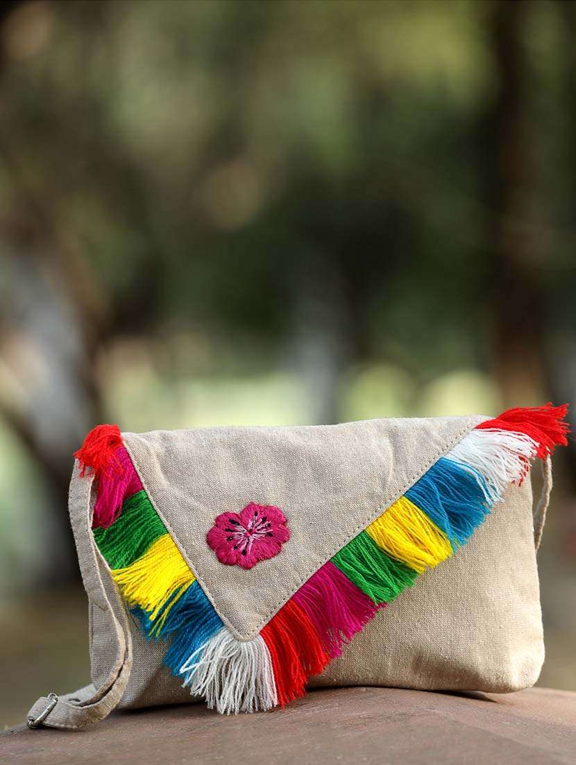 women off white embroidered sling bag - 21457544 - Zoom Image - 0