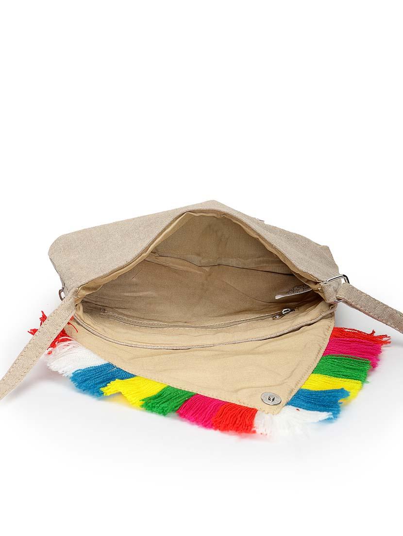 women off white embroidered sling bag - 21457544 - Standard Image - 2