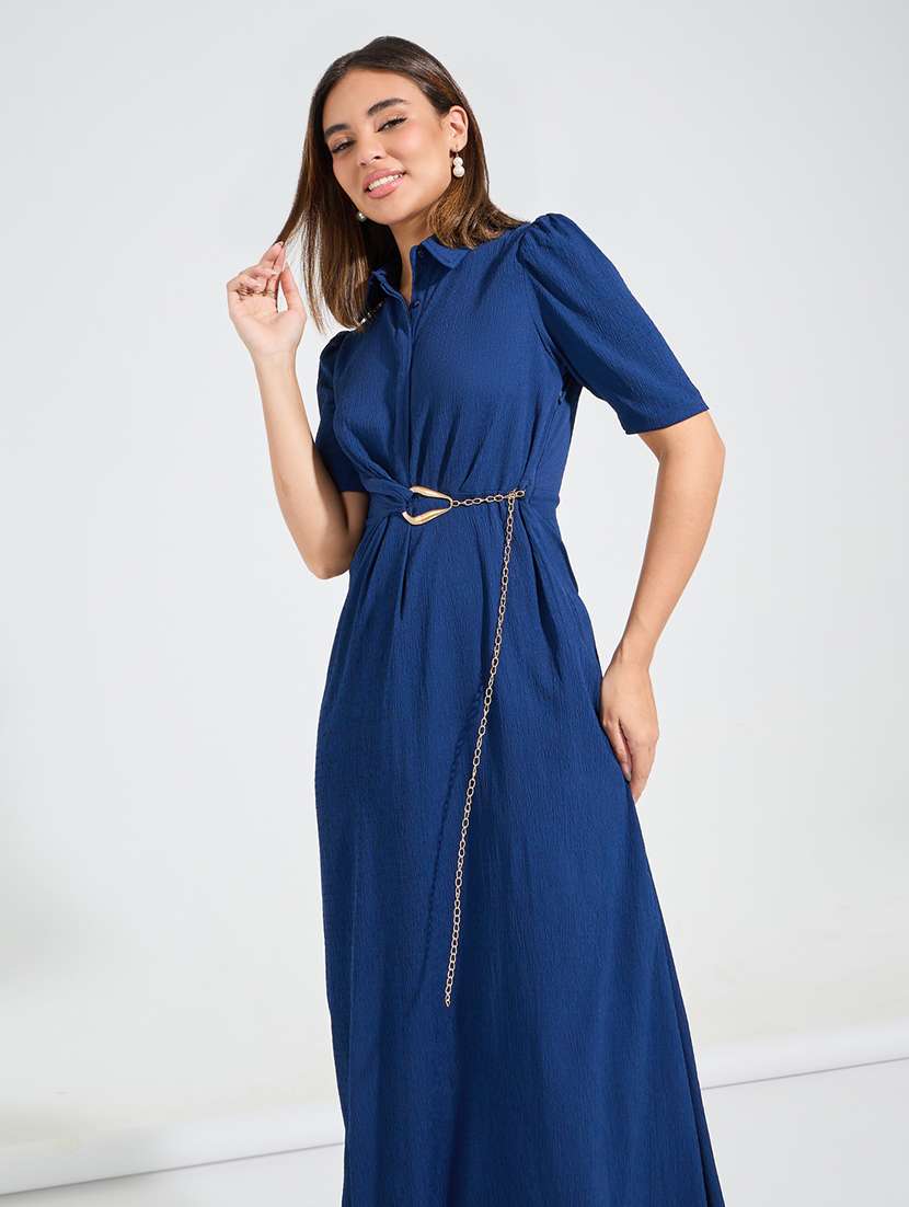 women navy blue polyester a-line dress - 21457629 -  Standard Image - 2
