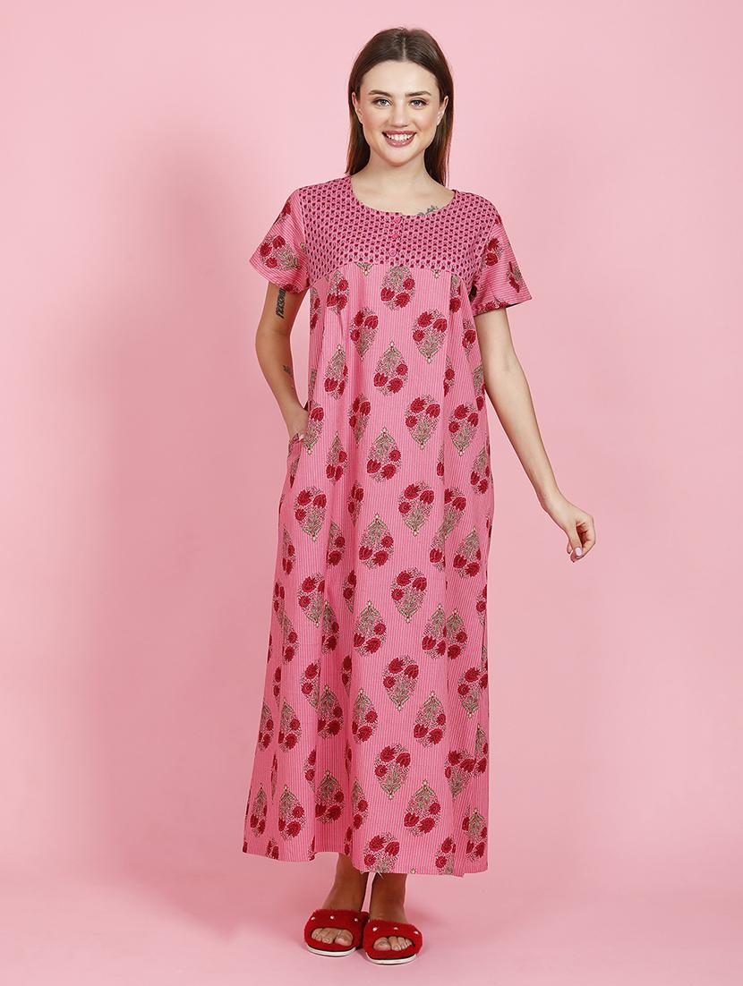 women short sleeve printed nighty