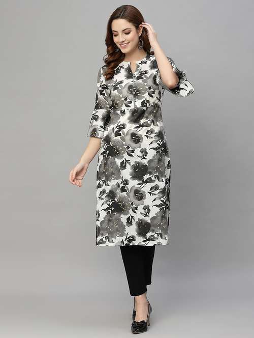 women black floral printed straight kurta - 21458037 - Standard Image - 0