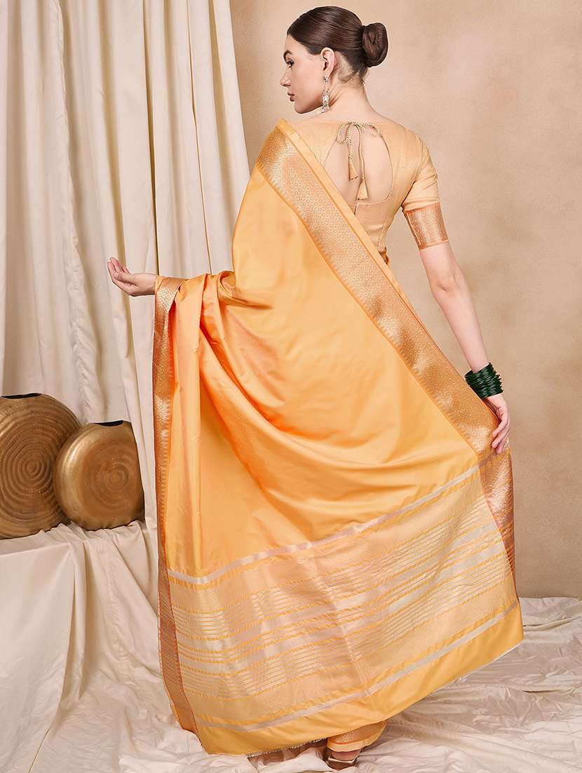women solid with bordered saree with blouse - 21458113 - Standard Image - 2