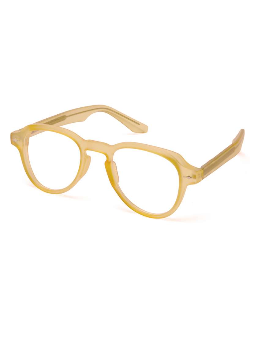 women round blue cut transparent eyeglasses