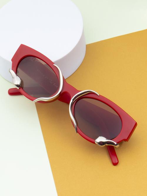 ted smith brown cateye sunglasses for women | full rim & acetate frame | large face ( 60-15-135 ) - 21458238 -  Standard Image - 0